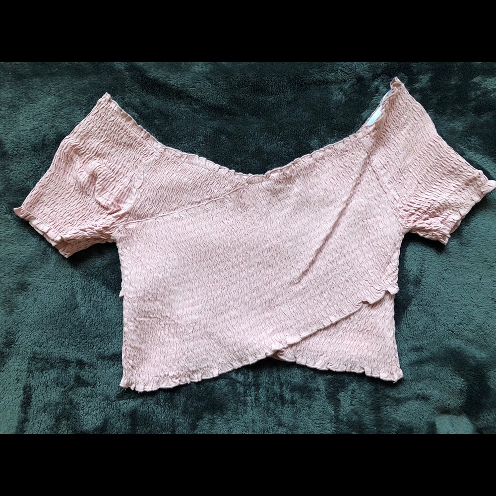 Pink textured crop top